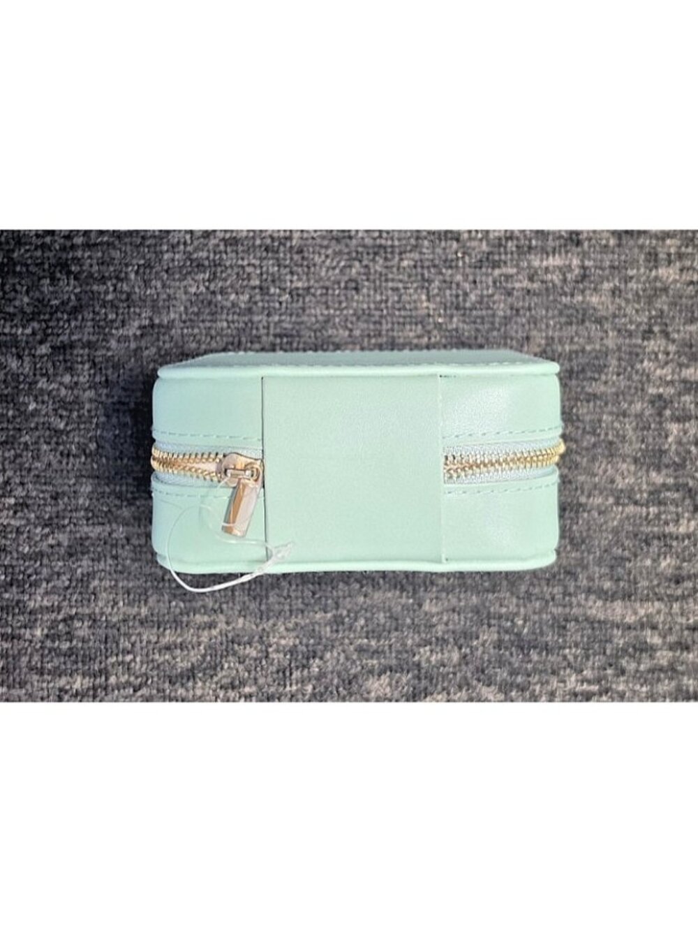 Genuine Leather Travel Jewelry Case Organizer Lychee Grain Leather Mint Green - Picture 4 of 9